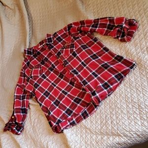 Cato studded plaid button down with gold accents